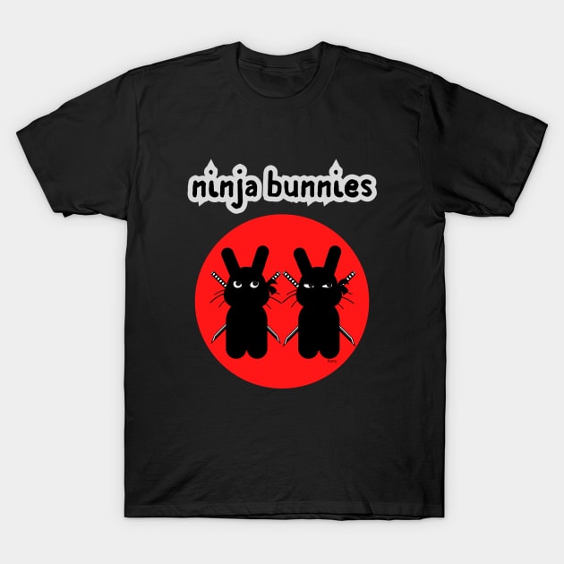 Ninja Bunnies-cute bunnies T-Shirt by Rattykins